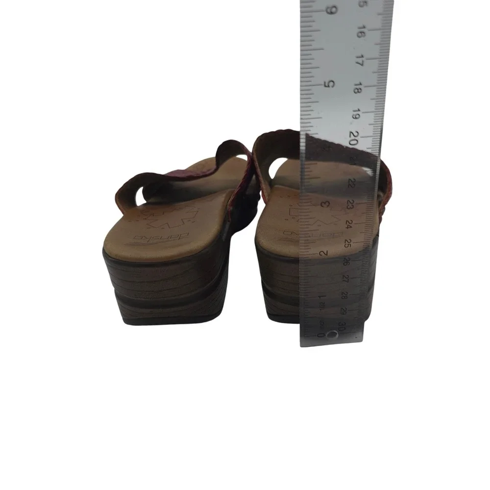 Dansko Oxblood Woven Leather‎ Slide Sandals 41/10 Comfort Wedge Boho